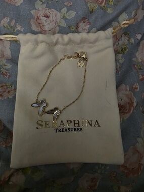 Seraphina Gold Butterfly Bracelet with White Inlay